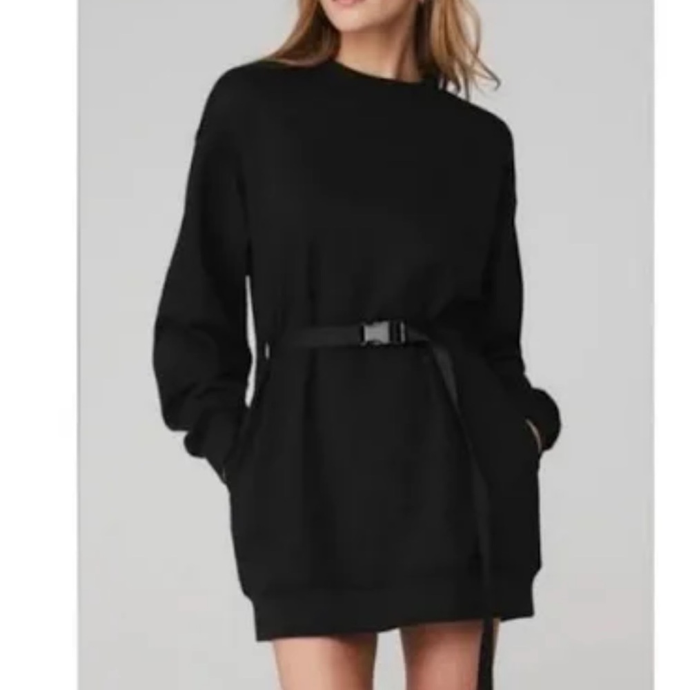 ALO Yoga Black Cityscape Sweatshirt Dress